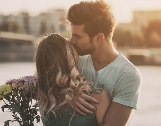 One couple holding and loving each other