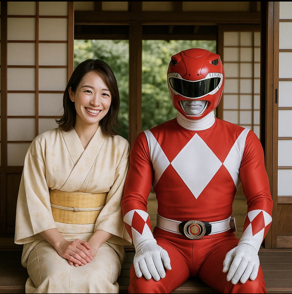 hero is sitting with his wife