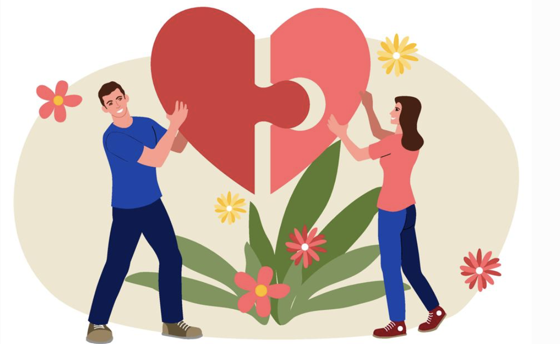 one couple holding up heart together 