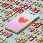 ハートマークが表示されたスマートフォンの画像です / Image of a smartphone displaying a heart symbol