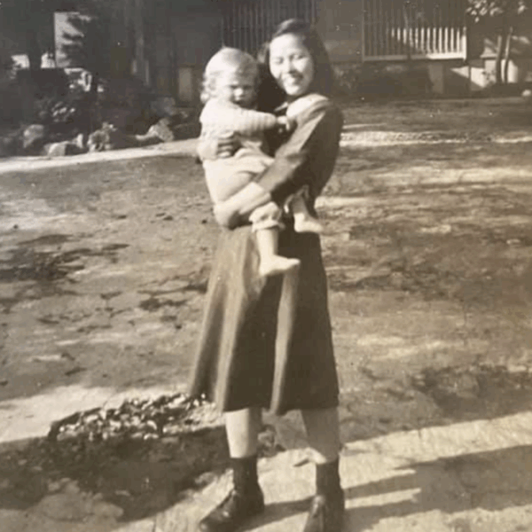 white baby in japan with japanese nany after ww2