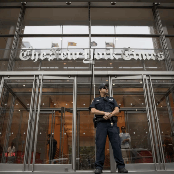 The police standing in front of New York Times