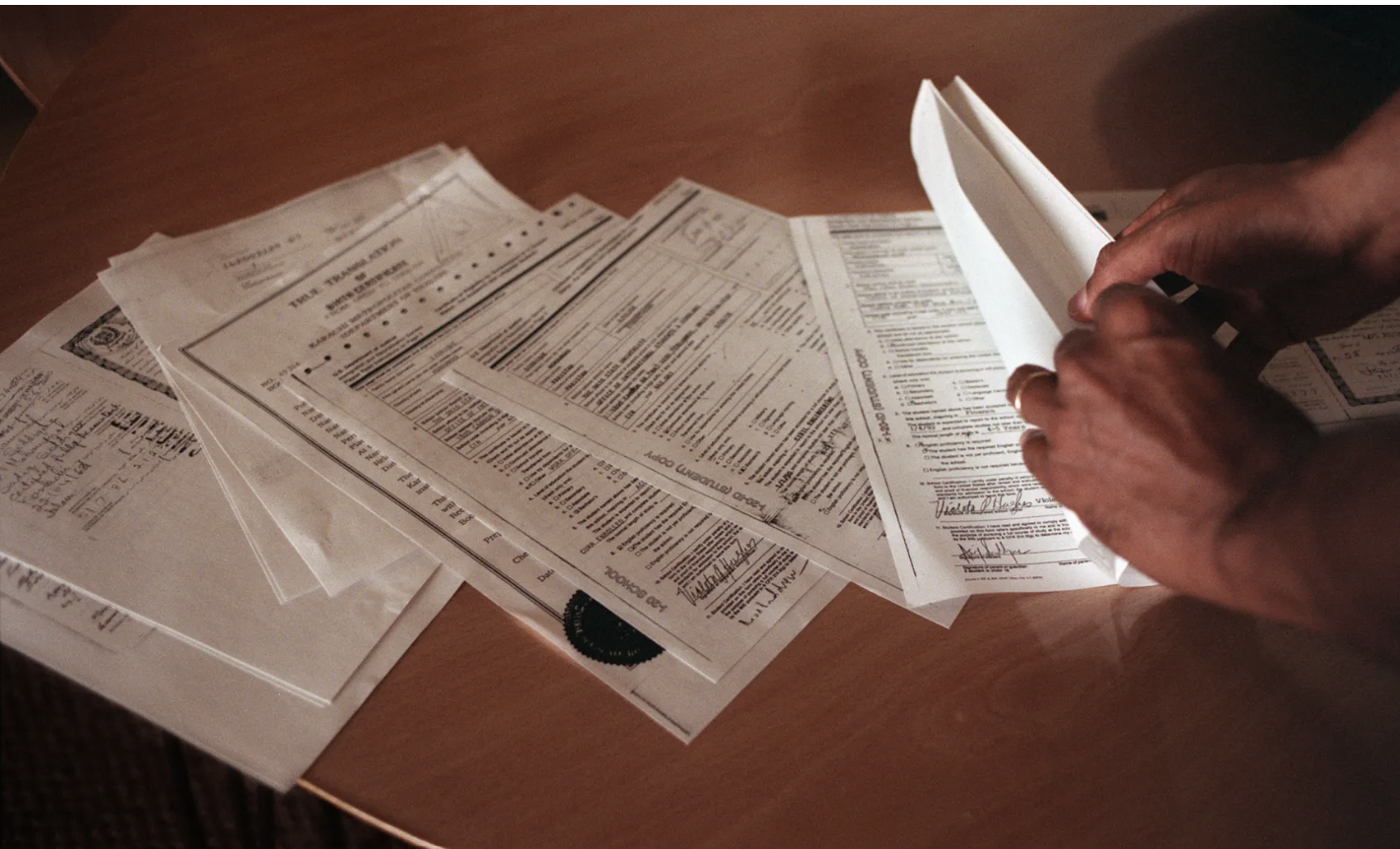 paperwork on the table