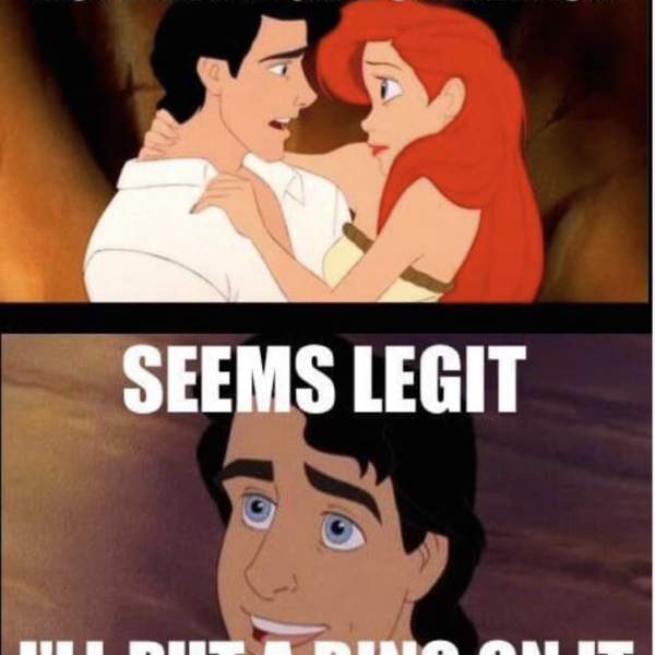 Ariel and prince holding togather