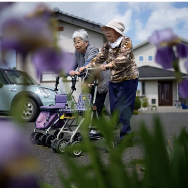 Two elders are walking togather
